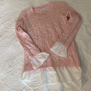 Beautiful pink sweater with ruffle sleeve detail